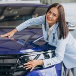 Ceramic Coating Business Woman Choosing New Car Car Showroom